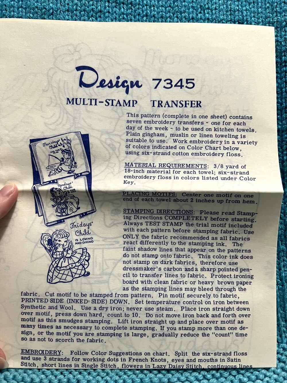 iron on transfers 7345 Days of the week children